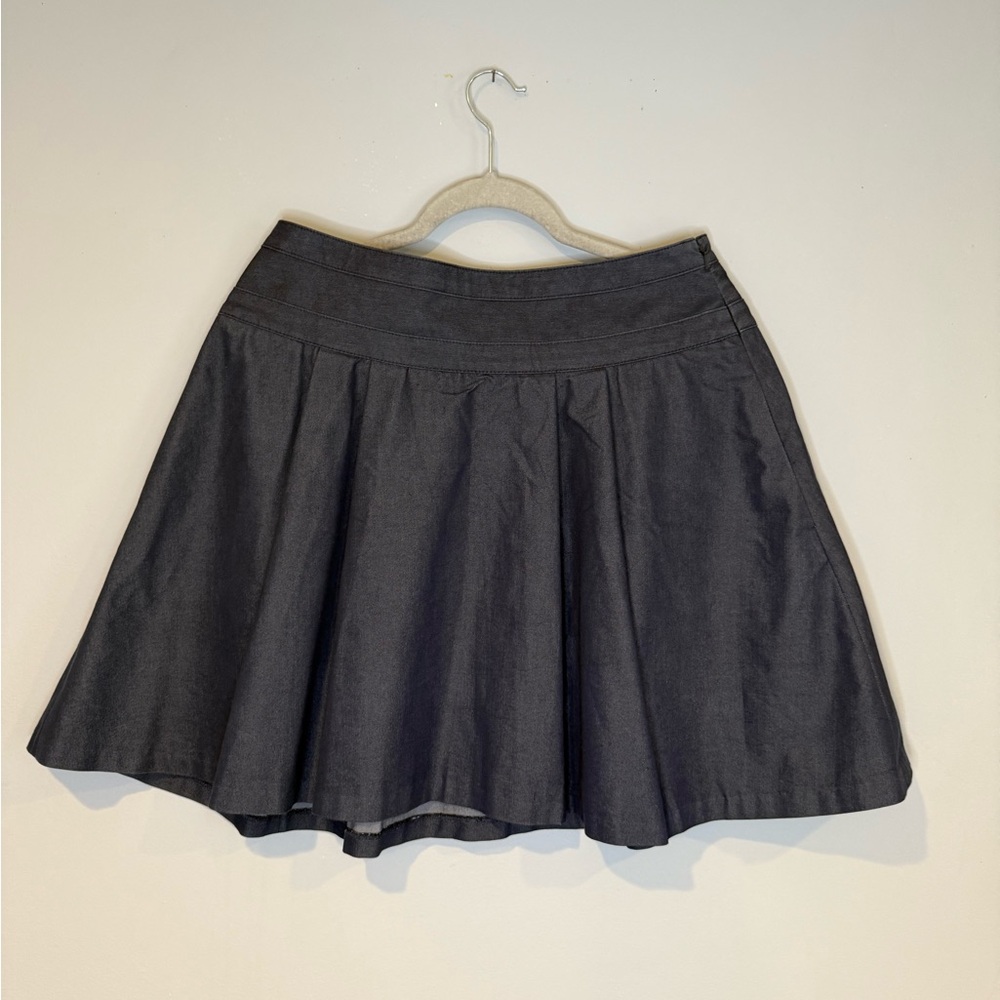 Hinge Blue Mini Skater Skirt Pleated